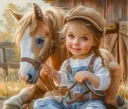 Diamentowa mozaika: Dziewczynka i konik