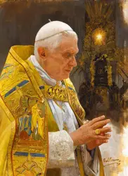 Portret papieża Benedykta XVI - OBRAZ NA PŁÓTNIE 40x50 cm