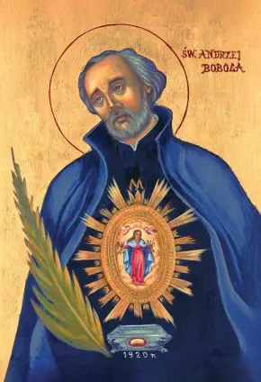 Obraz św. Andrzeja Boboli na desce